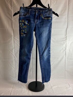 Vigoss Girls Embroidered Bird Floral Skinny Jeans Size 10